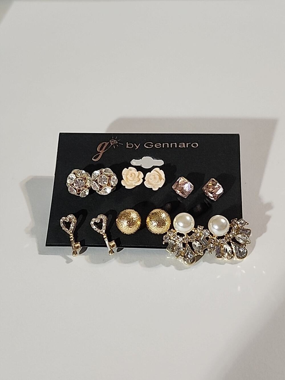 G by Gennaro Faux Pearl Cluster Flower Heart Key Ball Dangle Gems